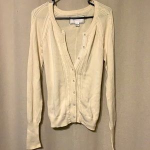 Cream Cable Knit Button Up Cardigan with Tie Back Detail
